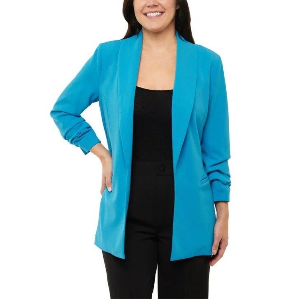 Dakota Blue Women's Crepe Blazer, Blue, Size L